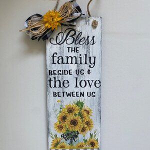 Sunflower Wood Sign Decor Wall Otomi Plaques Hanging Wooden Signs for Home Decor